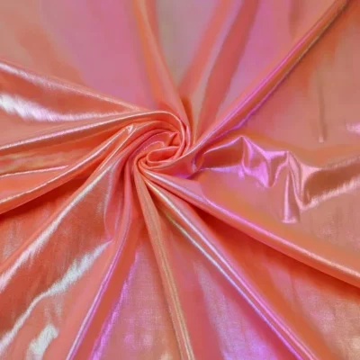 Electric foil opalite orange spandex — wholesale fabric