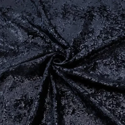 Distressed velvet spandex foil in black — wholesale stretch fabric
