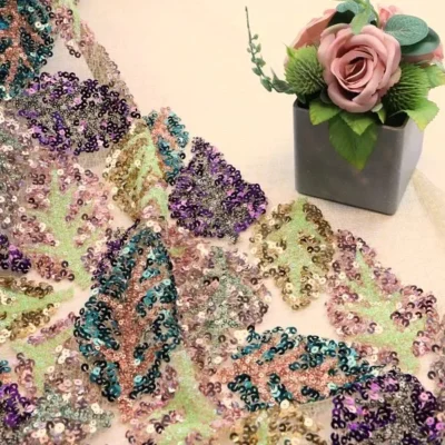 Blush Gold / Lime / Teal / Purple Sequins Net Tulle Fabric — spandex fabric by the yard | Stretch House
