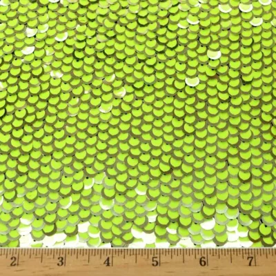 Chartreuse/ Sea Fog Double Sequins Spandex Fabric — spandex fabric by the yard | Stretch House