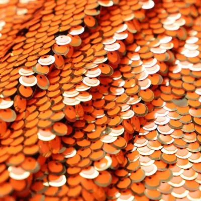 Neon orange sea fog double sequins spandex — wholesale fabric