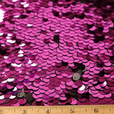 Magenta / Black Matte  Double Sequins Spandex Fabric — spandex fabric by the yard | Stretch House