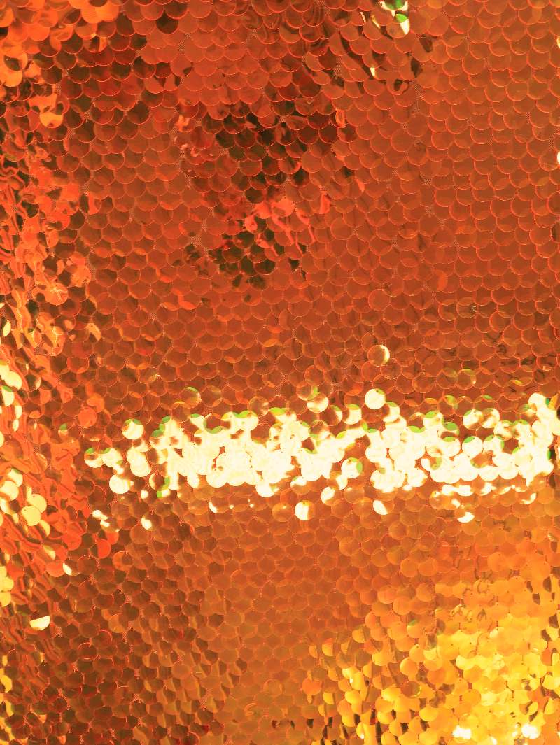 Orange Iridescent Teardrop Paillette Sequins on Orange Mesh Fabric 21