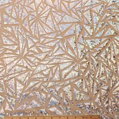 Abstract Metallic Foil Mesh Nude / Silver #2 — spandex fabric by the yard | Stretch House