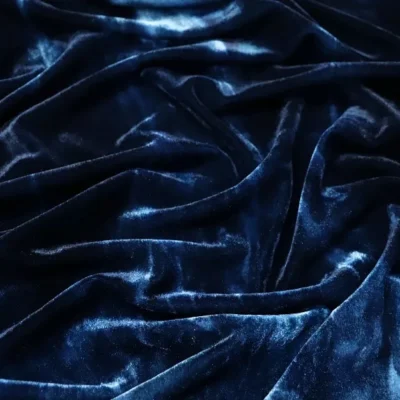 Charcoal blue tie dye spandex velvet — wholesale stretch fabric