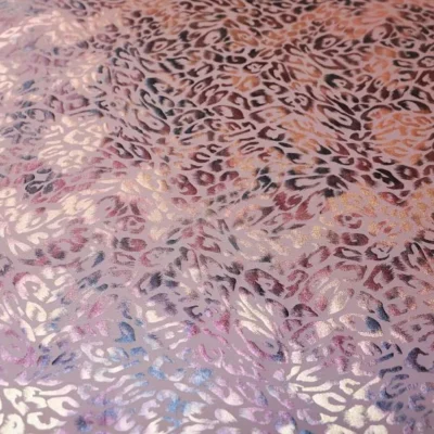 BLACK/ BURGUNDY/ TAN Ferocious Foil Printed Superflex — spandex fabric by the yard | Stretch House