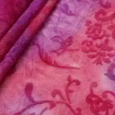 Magenta orchid purple tie dye mesh spandex — wholesale stretch fabric