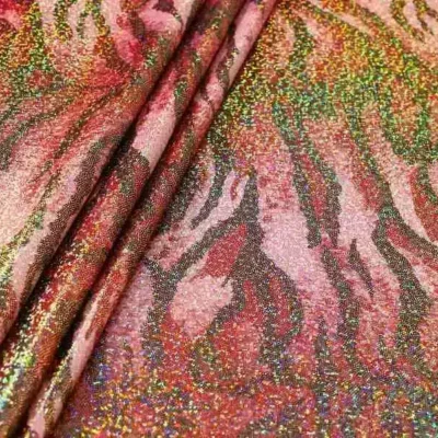 Zebra holo printed pin dot spandex — wholesale stretch fabric