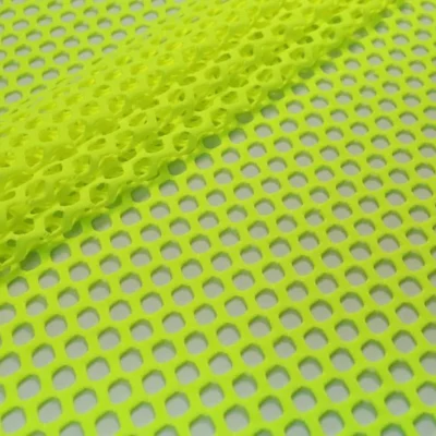 Fish net spandex in chartreuse — wholesale stretch fabric