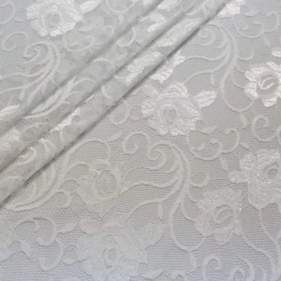 Scallop lace spandex in white — wholesale stretch fabric