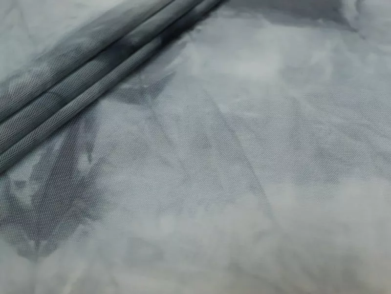 IMG_2595 Tie dye mesh spandex in grey silver — wholesale stretch fabric