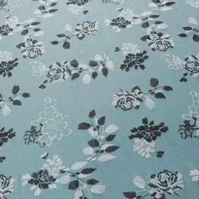 Lurex Slinky Spandex Flower Black Silver White  Light Blue Grey #CU1-30 — spandex fabric by the yard | Stretch House
