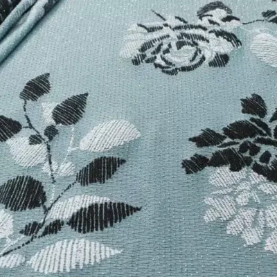 Lurex slinky spandex flower print in black, silver, and white — wholesale fabric
