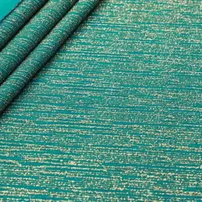 Lurex slinky rain fall spandex in hunter and gold — wholesale fabric
