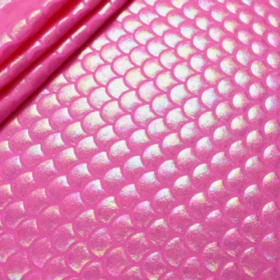 Holographic mermaid fabric in neon pink — wholesale stretch fabric