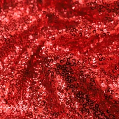 Chrome Orange / Red Sequins Spandex Polyester Fabric Jersey — spandex fabric by the yard | Stretch House
