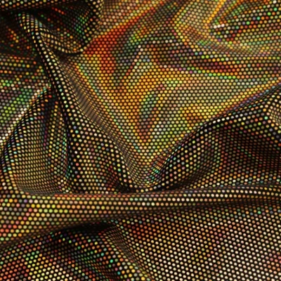 Dizzy Foil Dot Velvet Spandex Black / Gold #10 — spandex fabric by the yard | Stretch House