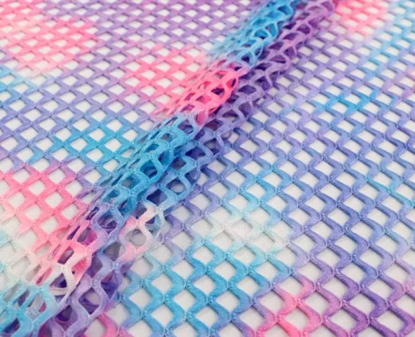 dyed blue fish netting Yellow & Tie-Dye Gradient Distressed Hollow  PrettyFussyLegs Azure Blue Fishing Net Linen