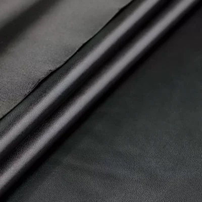 Faux vegan leather spandex in black — wholesale stretch fabric