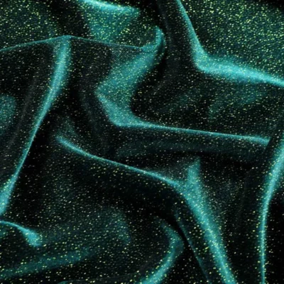 Glitter Spandex Velvet Forest Green / Green #120 — spandex fabric by the yard | Stretch House