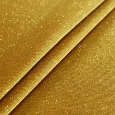Glitter spandex velvet in gold — wholesale stretch fabric