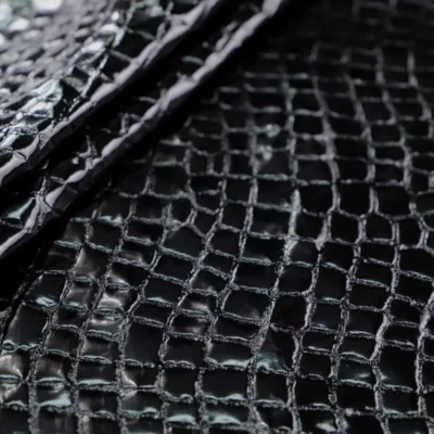 Gator vinyl spandex in black — wholesale stretch fabric