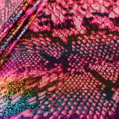 Safari holo foil printed spandex #2 — wholesale stretch fabric