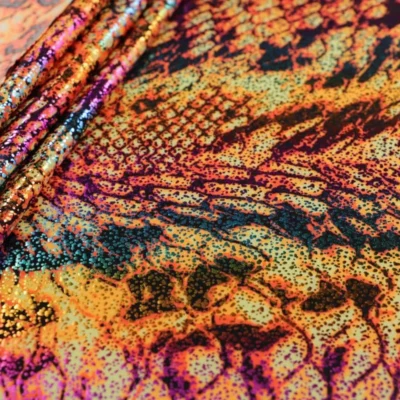 Safari holo foil printed spandex #3 — wholesale stretch fabric