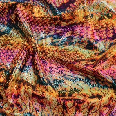 Spandex Printed Fabric Safari Holo Snake #3 — spandex fabric by the yard | Stretch House