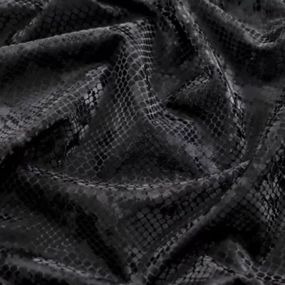 Reptile Pattern Printed Vinyl 3D Viper Spandex Black #2 — spandex fabric by the yard | Stretch House