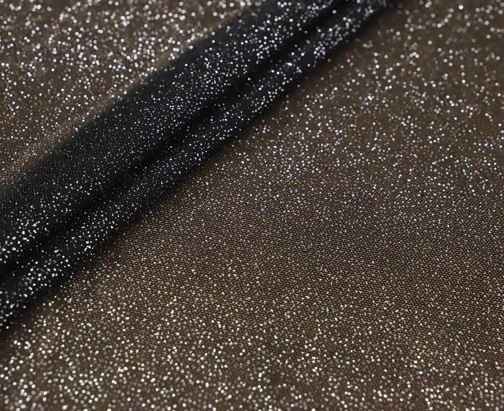 IMG_1040 Glitter mesh spandex in black and silver — wholesale stretch fabric