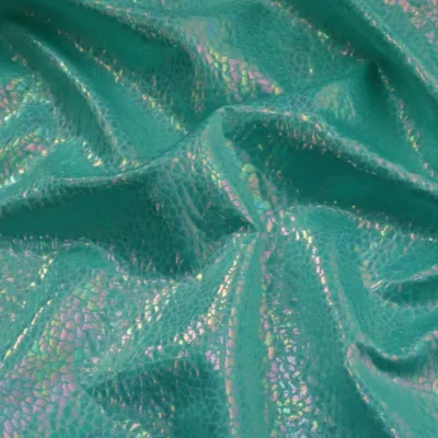 Shattered Glass Oil Slick Foil Mint #5 — spandex fabric by the yard | Stretch House