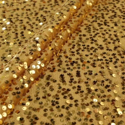Velvet sequins fabric in gold — wholesale stretch fabric
