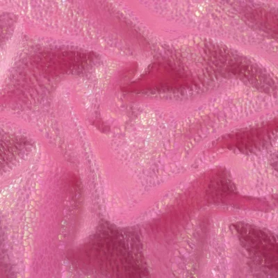 Shattered Glass Oil Slick Foil Baby Pink #10 — spandex fabric by the yard | Stretch House