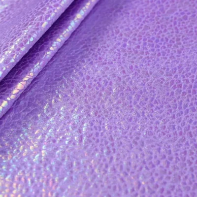 Shattered glass oil slick foil spandex in lavender — wholesale stretch fabric