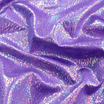 Shattered Glass Oil Slick Foil Lavender #7 — spandex fabric by the yard | Stretch House