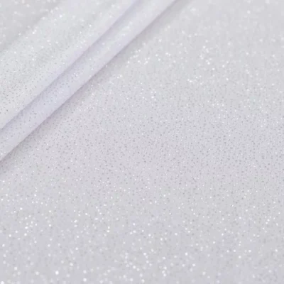 ITY glitter spandex in white and silver — wholesale stretch fabric