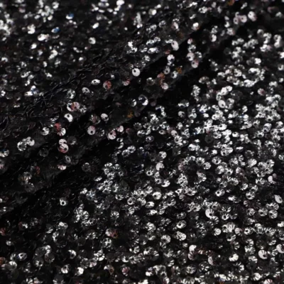 Shells sequin velvet stretch in black — wholesale stretch fabric