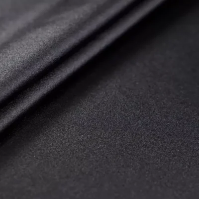 Lucid cire spandex in black — wholesale high-gloss stretch fabric