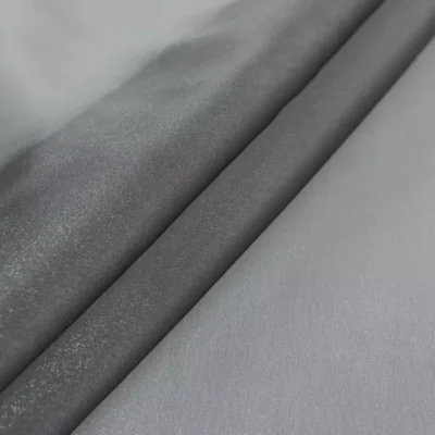 Iridescent crystal nylon spandex in silver — wholesale stretch fabric