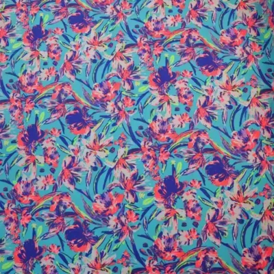 Abstract Wild Flower Printed Spandex #436 — spandex fabric by the yard | Stretch House