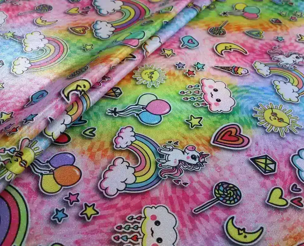 IMG_2904 Unicorn Pastel Magical Rainbow Holographic Foil Spandex — Wholesale Holographic Fabric | Stretch House