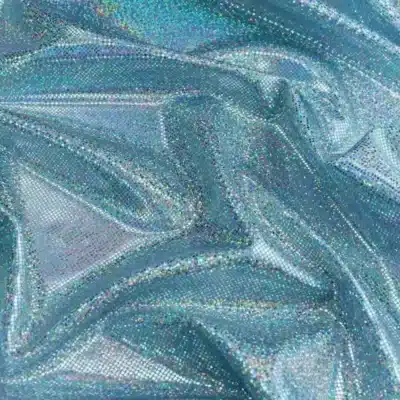 Digital Holo Foil Dot Blue Light / Silver #35 — spandex fabric by the yard | Stretch House