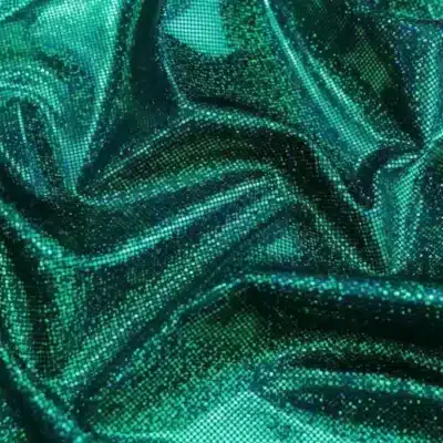 Digital Holo Foil Dot British Racing Green/ Venice #34 — spandex fabric by the yard | Stretch House