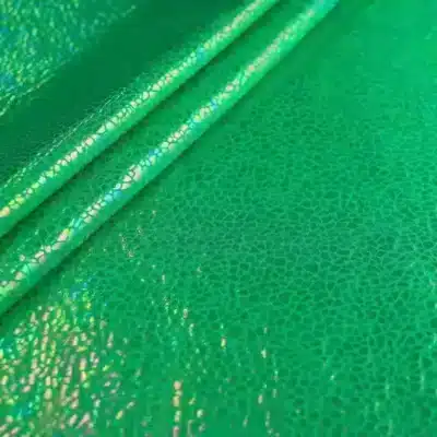 Shattered Glass Oil Slick Foil Spandex Green — Wholesale Holographic Stretch Fabric | Stretch House