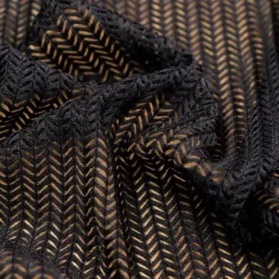 Herringbone Crochet Poly Spandex Black #1 — spandex fabric by the yard | Stretch House