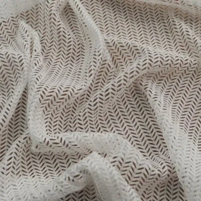 Herringbone Crochet Poly Spandex Ivory #3 — spandex fabric by the yard | Stretch House