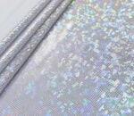Cracked Ice Holographic Spandex Silver White — Wholesale Foil Stretch Fabric | Stretch House