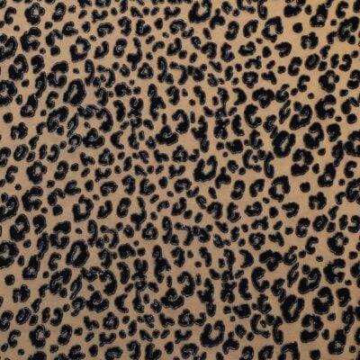 Leopard Flocking Glitter Mesh Spandex Beige